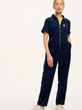 Lucy & Yak Rex Jumpsuit Navy Corduroy UK 14 / US 10 EUC Organic Cotton Wide Leg